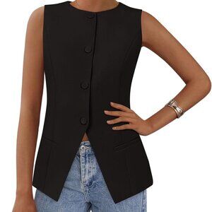 Women's Suit Vest Tops 2025 Summer Dressy Casual Business Button Sleeveless Tren